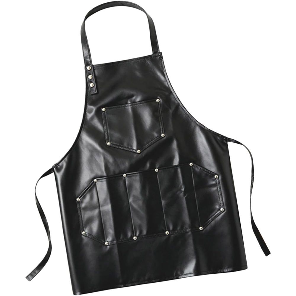 Professional Leather Hair Cutting Hairdressing Apron for  Hairstylist - Multi-use, Adjustable with pockets (Black)