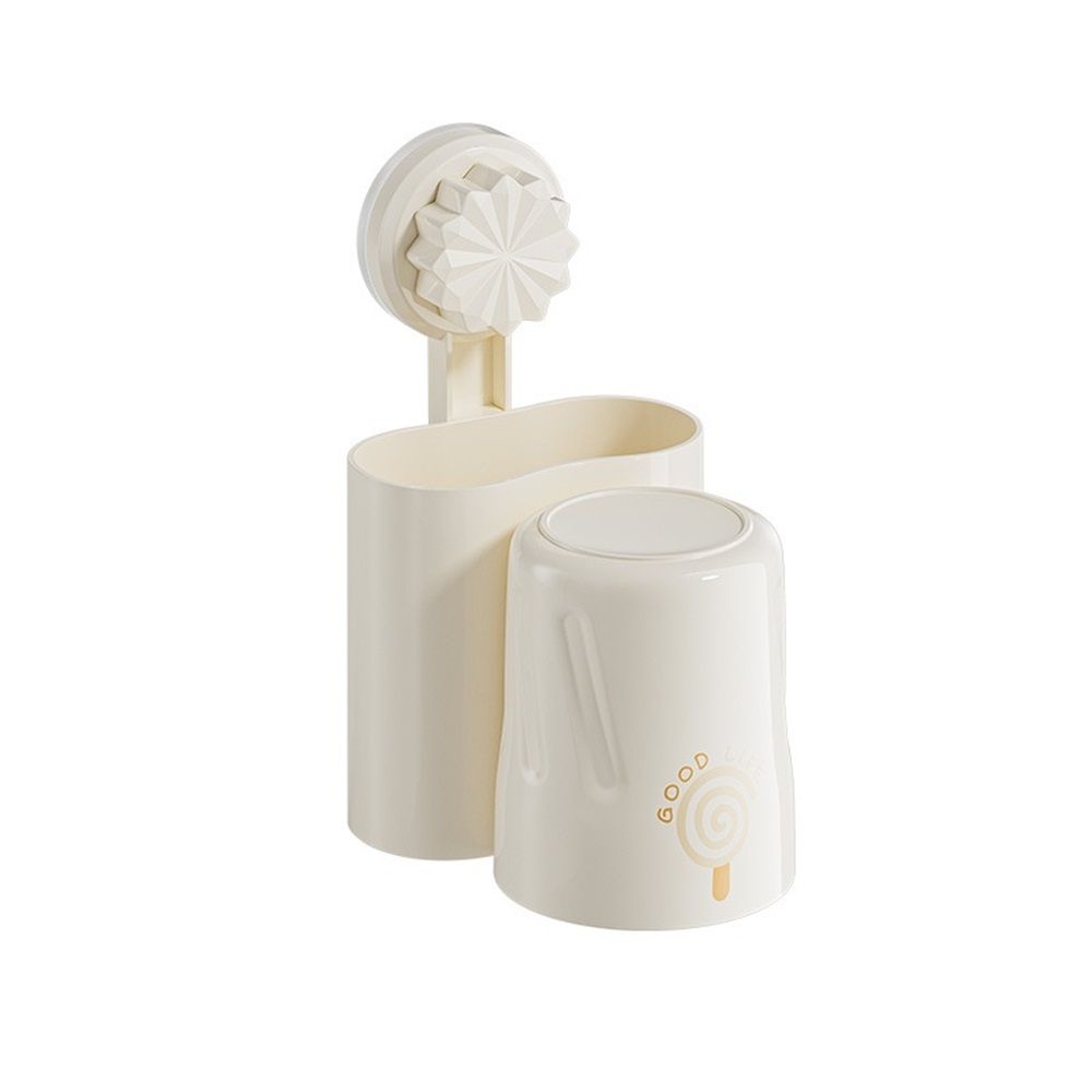 Wall-Mounted Toothbrush and Toothpaste Holder - Self-Draining Design, Easy Installation, Space-Saving, milky white (Single - One Normal Cup)
