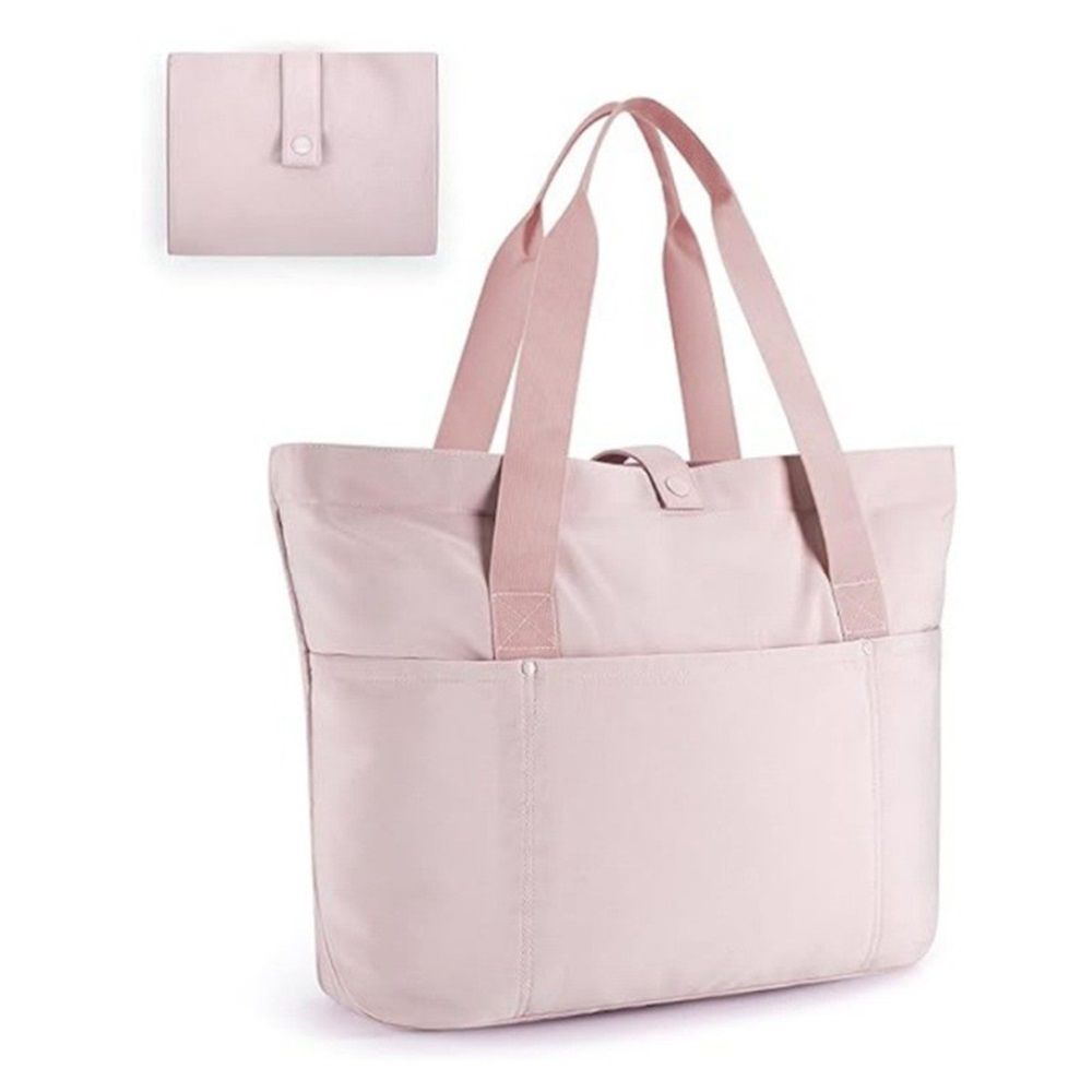 Tote Bag for Women, Foldable Tote Bag With Zipper Travel Large Shoulder Bag Handbag for Work (lotus root color)