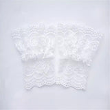 2 pairs Women's Short Lace Gloves Fingerless for Driving Wedding Wrist Length Bridal Prom Gloves（white）