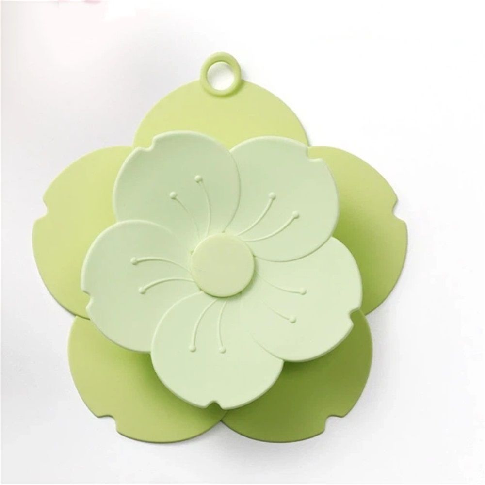 2 pack PVC Bathtub Drain Cover/Strainer - Dual Use Tub Stopper & Floor Drain Protector - Flower Shape Hair Catcher (Green)