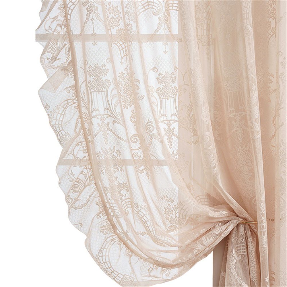 Lace Curtains 86 Inches Long Country Rustic Sheer Curtains for Living Room Bedroom Autumn Drapes Rod Pocket Light Filtering Lace Curtain for Dining Room Fall Decor, 55x86in