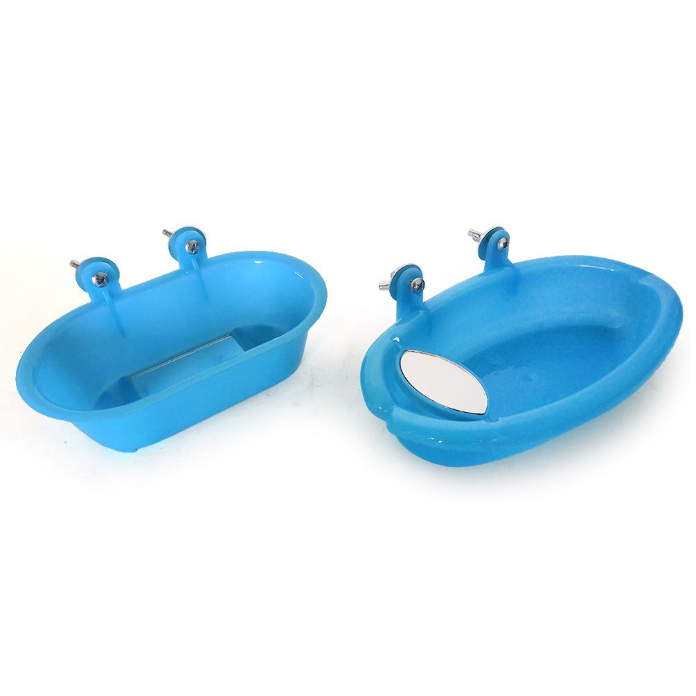 2 pack Bathtub with Mirror Toy Shower Tub Bathtub Cleaning Tool Plastic Durable Adorable Odorless for Small Parakeet