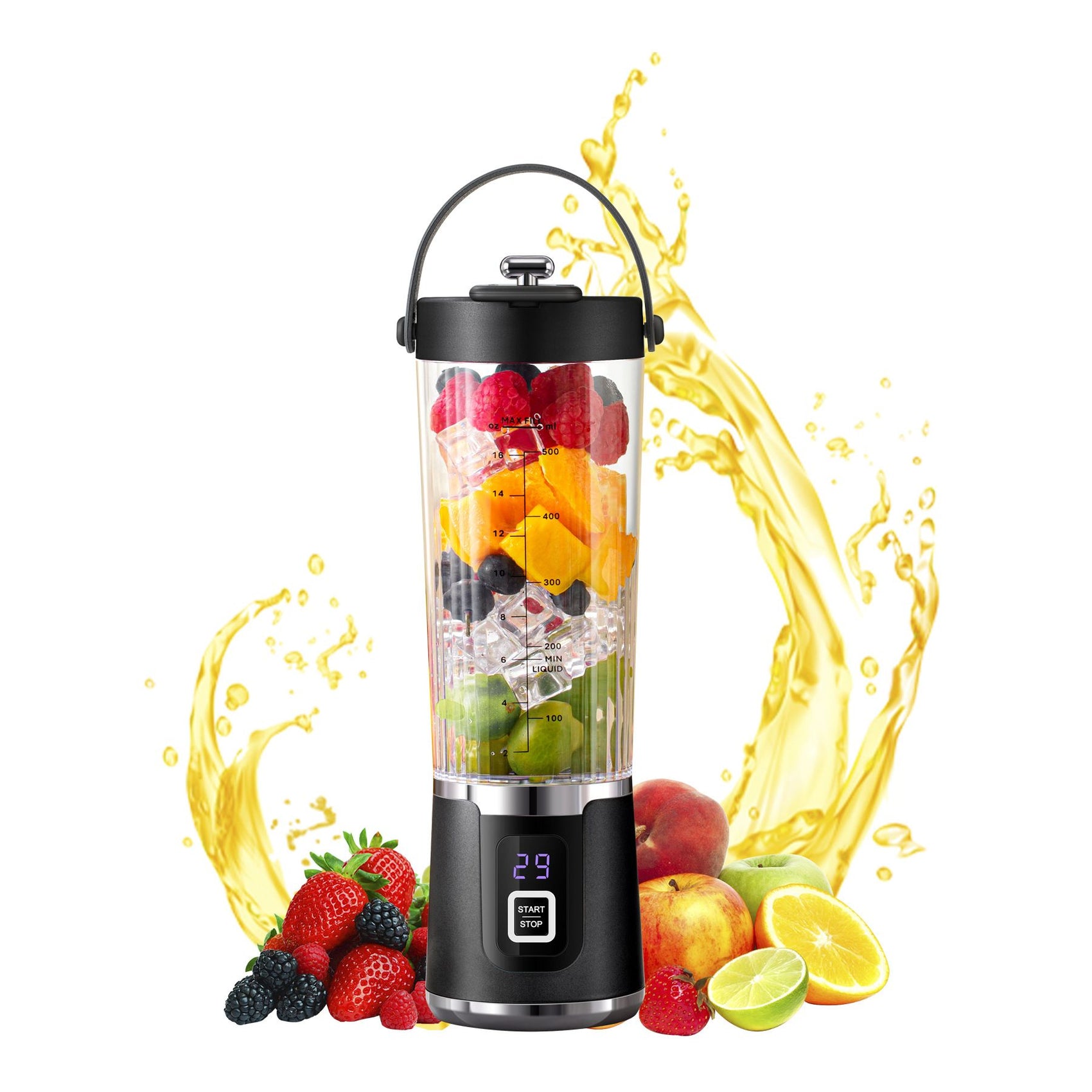 Portable Blender, Cordless Personal Smoothie Blender with USB Rechargeable & 10 Blades, Compact Mini Juicer Powerful Blending for Shakes/Fruits/Veggies/Travel/Home/Office/Gym/Camping（Only juicer）