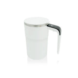 Automatic Magnetic Stirring Coffee Mug with Temperature Display, Rechargeable Self Mixing Cup for Milk Tea, Magnetic Mixing Cup with Lid, Stainless Steel Material Suitable for Coffee, Milk (White)