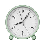 Nightlight Alarm Clock 4.5" Round Silent Alarm Clock Bedside Desk Non-Ticking Travel Clock Battery Operated Green(Battery Include)