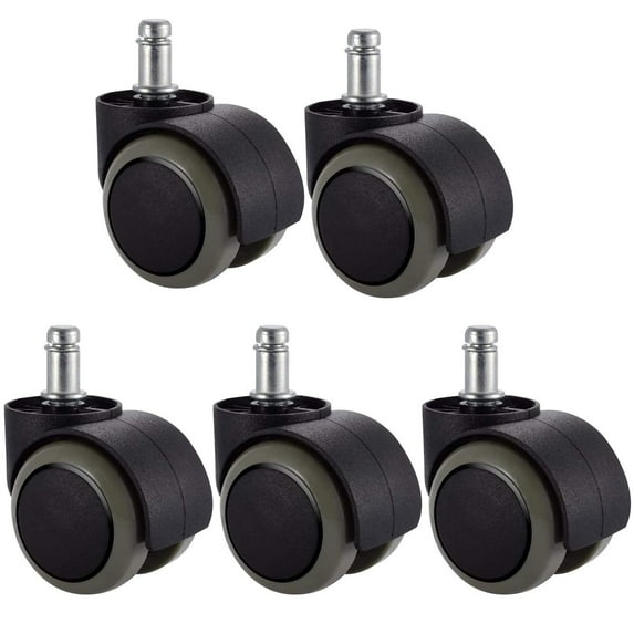 5-Piece 2-Inch Office Chair Replacement Rubber Wheels - Universal Heavy-Duty Casters