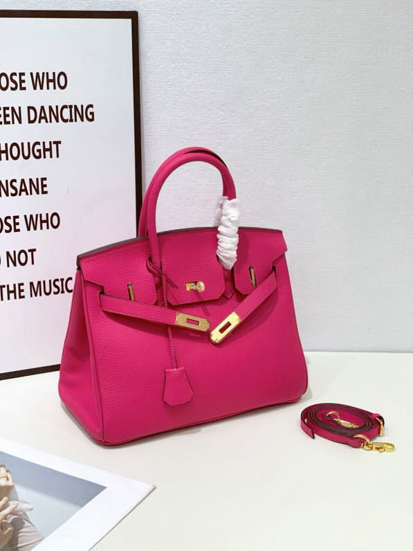 2025- Euro-american Elegant Crocodile Leather Handbag Bag - Birkin 30,deep Pink,palladium Hardware