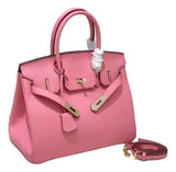  2025 - Euro-american Elegant Lychee Leather Shoulder Bag- Birkin 35 Color Rosa Sakura,