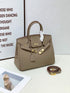 2025- Euro-american Elegant Crocodile Leather  Handbag Bag - Birkin 30,elephant gray,palladium Hardware