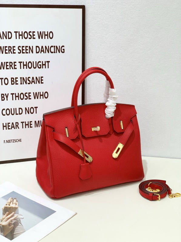 2025- Euro-american Elegant Crocodile Leather  Handbag Bag - Birkin 25,red ,palladium Hardware