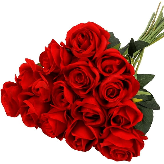 15 pieces of rose artificial flower home wedding Valentine's Day gift rose (red)