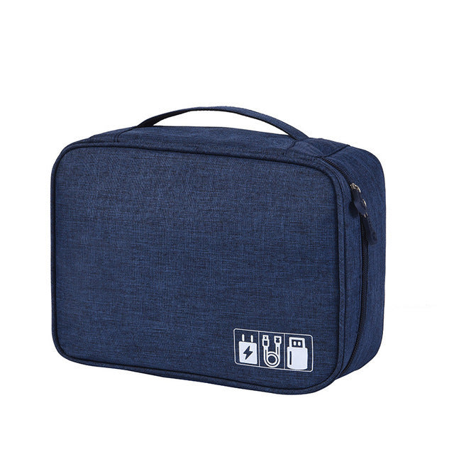 Navy Blue Data Storage Bag - Organizer for Cables, Chargers & Tech Accessories
