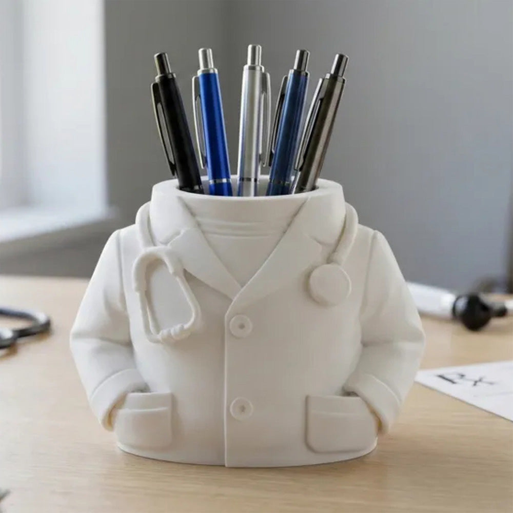 Doctor Pen Holder Desk Organizer - Lab Coat & Stethoscope Desktop Doctor Pen Holder