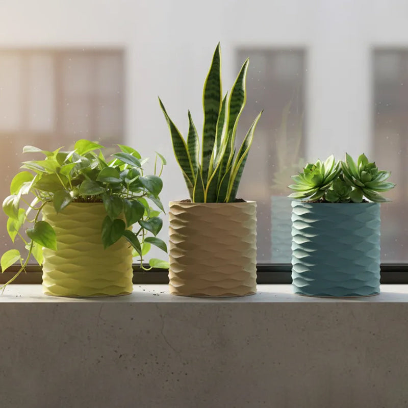 3D Printed Modern Wave Flower Pot - Water-Storing Twist Base