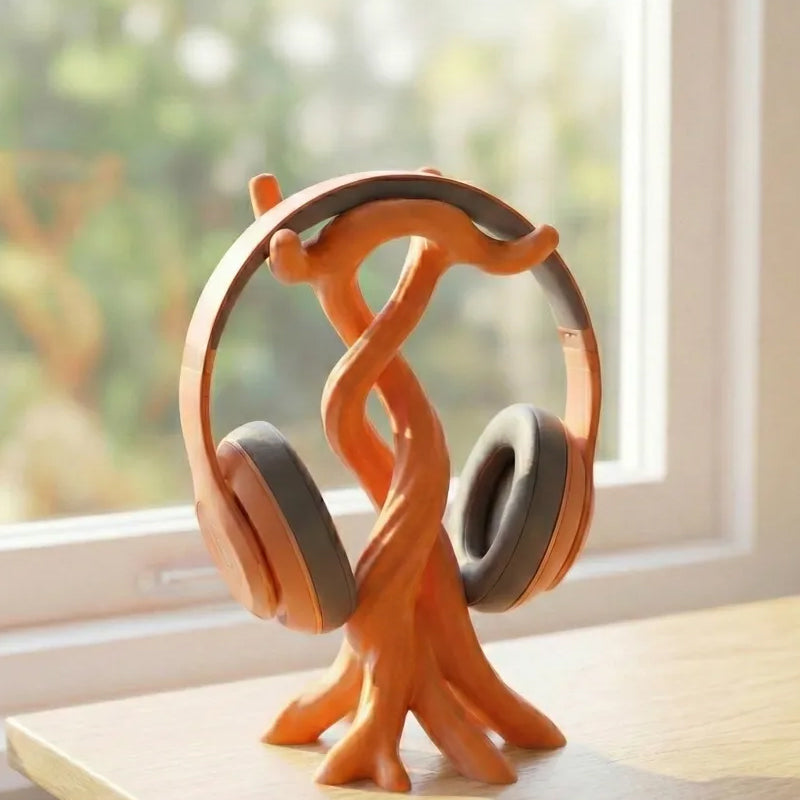 3D-printed modern headphone stand, compatible with various headphones (gaming headsets, Bluetooth headsets, etc.) Orange