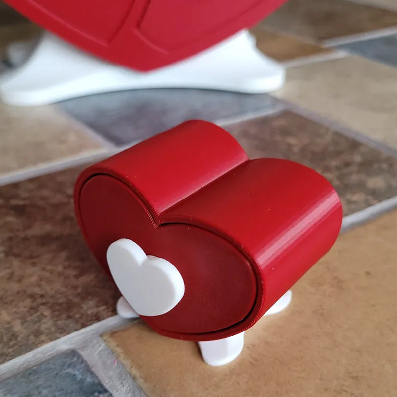 Mini Size Cute Heart-Shaped Jewelry Box (Single Drawer) Red and White