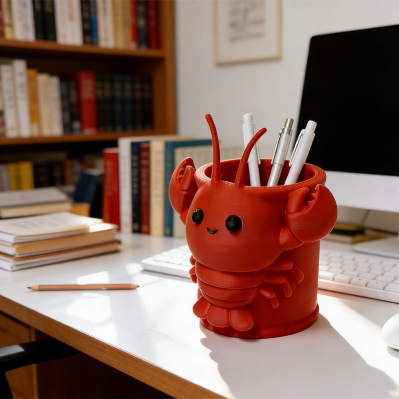 3D Printed Lobster Pen Holder (Red)