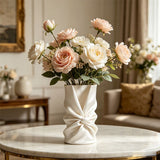 3D printed bow art vase, silk white