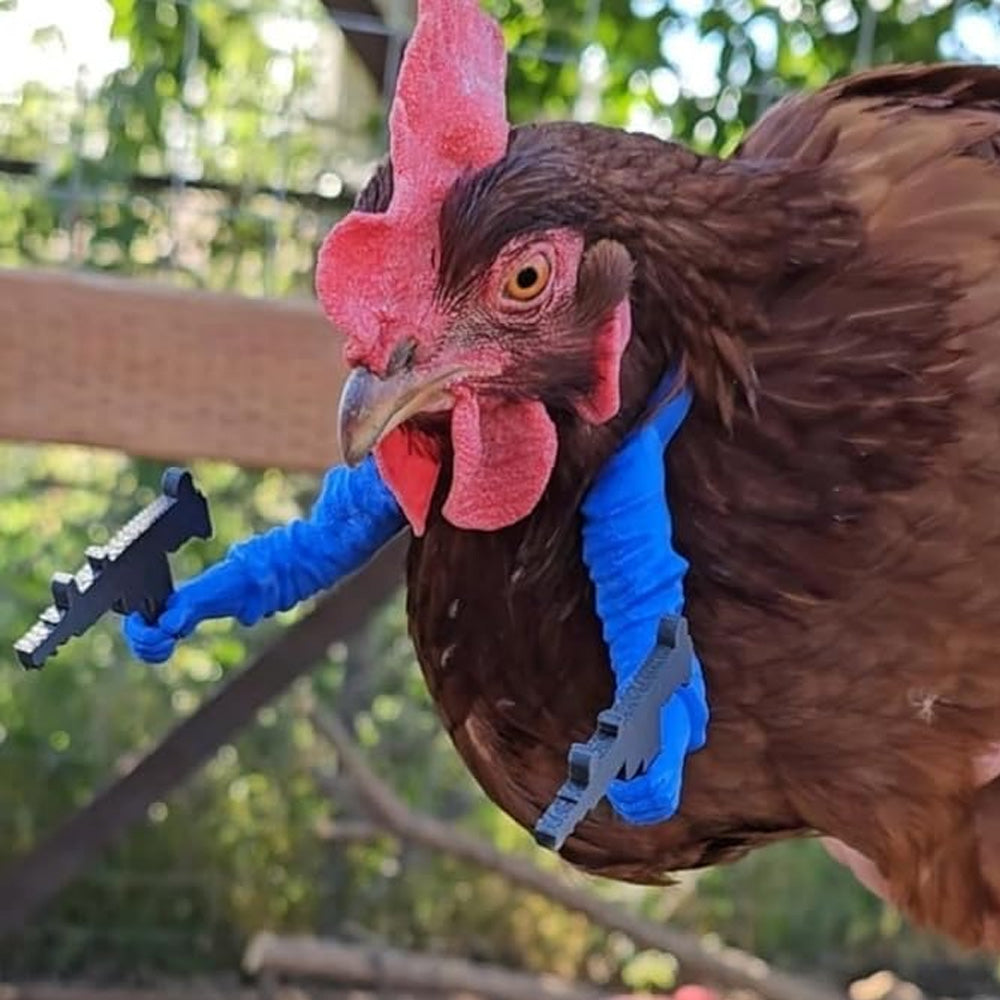 Chicken arms with Guns,Fun, Durable, Rooster Pistol Party, Perfect for Parties, Photoshoots and Pranks Costumes for Chickens to wear(White)