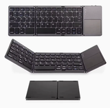 Foldable Bluetooth Keyboard with Touchpad, Wireless Portable Keyboard, Ultra Slim Rechargeable Folding Keyboard with Full-Size Keys for iOS Android Windows Laptop Tablet PC,Black