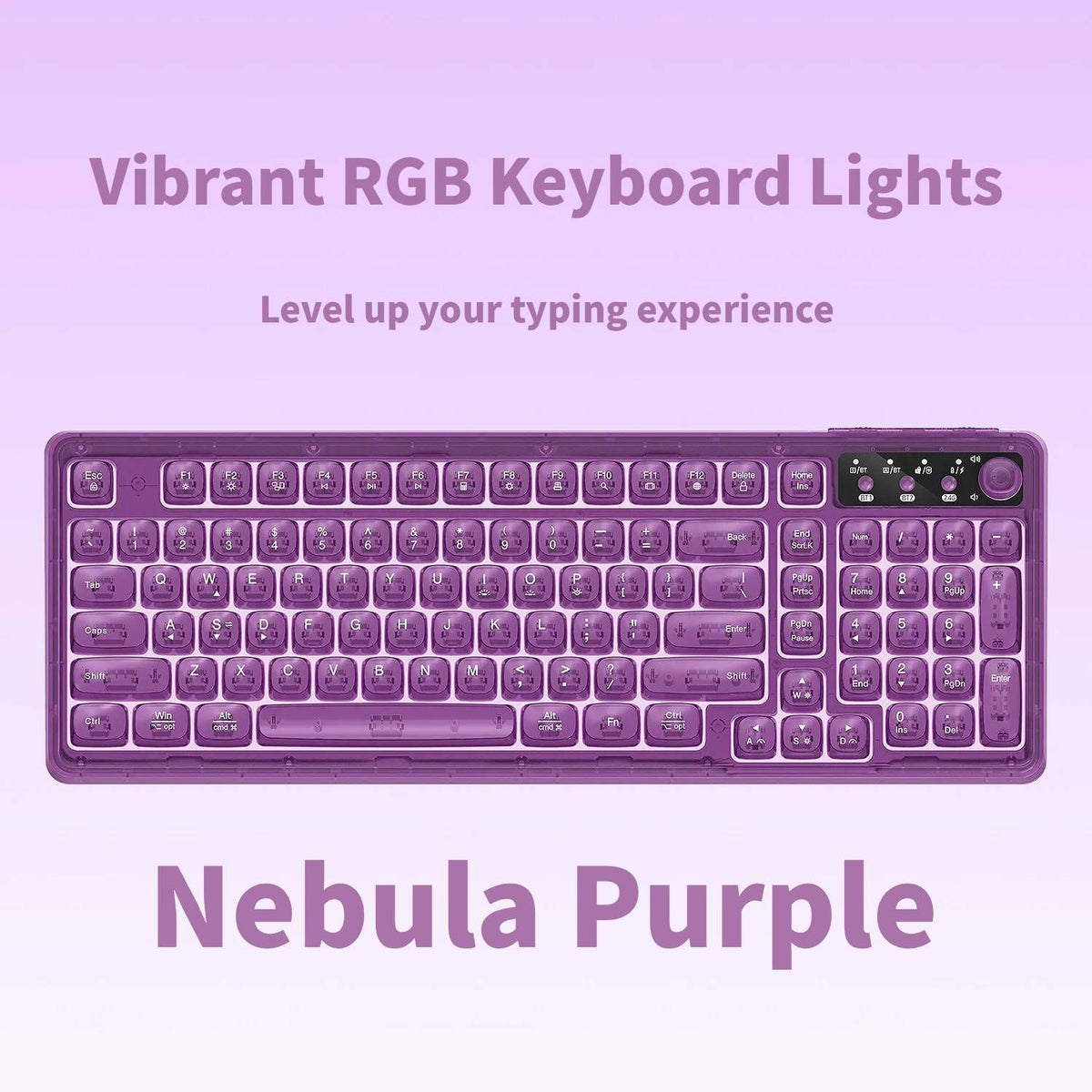RGB Backlit Wired Mechanical Gaming Keyboard, 104 Keys Full Size Hot Swappable Keyboard with Aluminum Base, Noise Absorbing Foam, Tactile Brown Switch, Programmable Keys & Volume Knob for PC Mac,Nebula Purple