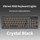 Tri-Mode Wireless Mechanical Keyboard, Bluetooth 5.0/2.4G/USB-C, 96% Layout RGB Backlit Keyboard, Hot Swappable Quiet Switch, Programmable Keys, Multi-Device for PC Mac iOS Android,Crystal Black