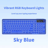 Tri-Mode Wireless Mechanical Keyboard, Bluetooth 5.0/2.4G/USB-C, 96% Layout RGB Backlit Keyboard, Hot Swappable Quiet Switch, Programmable Keys, Multi-Device for PC Mac iOS Android,Sky Blue