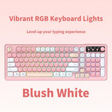 Tri-Mode Wireless Mechanical Keyboard, Bluetooth 5.0/2.4G/USB-C, 96% Layout RGB Backlit Keyboard, Hot Swappable Quiet Switch, Programmable Keys, Multi-Device for PC Mac iOS Android,Blush White