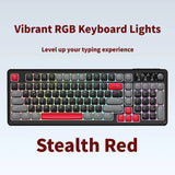 Tri-Mode Wireless Mechanical Keyboard, Bluetooth 5.0/2.4G/USB-C, 96% Layout RGB Backlit Keyboard, Hot Swappable Quiet Switch, Programmable Keys, Multi-Device for PC Mac iOS Android,Stealth Red