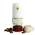 White electric coffee grinder, automatic spice grinder, rechargeable, salt grinder, pepper grinder, adjustable coarseness, detachable design, kitchen tool.