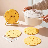 6‑Pack light‑Yellow round Silicone Trivet Mat, Heat Resistant Non Slip, 6.3x6.3x0.4 Inches, Kitchen Table Protector for Bowls Plates Cups
