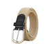 Unisex stretch khaki woven canvas belt with pin buckle, suitable for jeans, casual pants, shorts and casual wear.