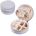 Starlight Gray Small Portable Jewelry Box with Mirror for Travel, Luxury 3 Layers Jewelry Organizer Compact Case for Necklace Earring