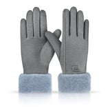 Gloves for Women Girl, Winter Touch Screen, Comfortable and Warm Double-Sided Velvet Lining Thickened Warm Glove,Grey