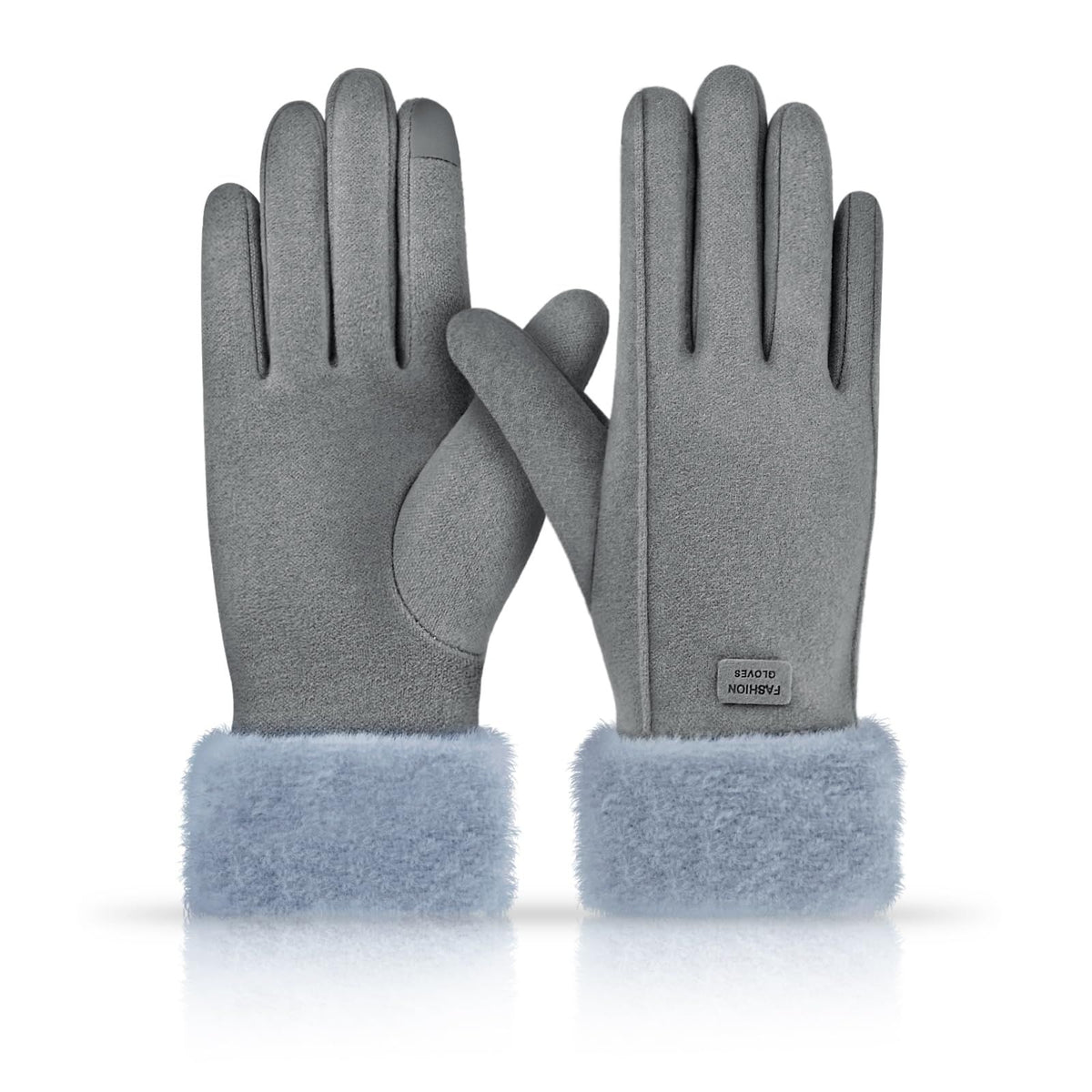 Gloves for Women Girl, Winter Touch Screen, Comfortable and Warm Double-Sided Velvet Lining Thickened Warm Glove,Grey