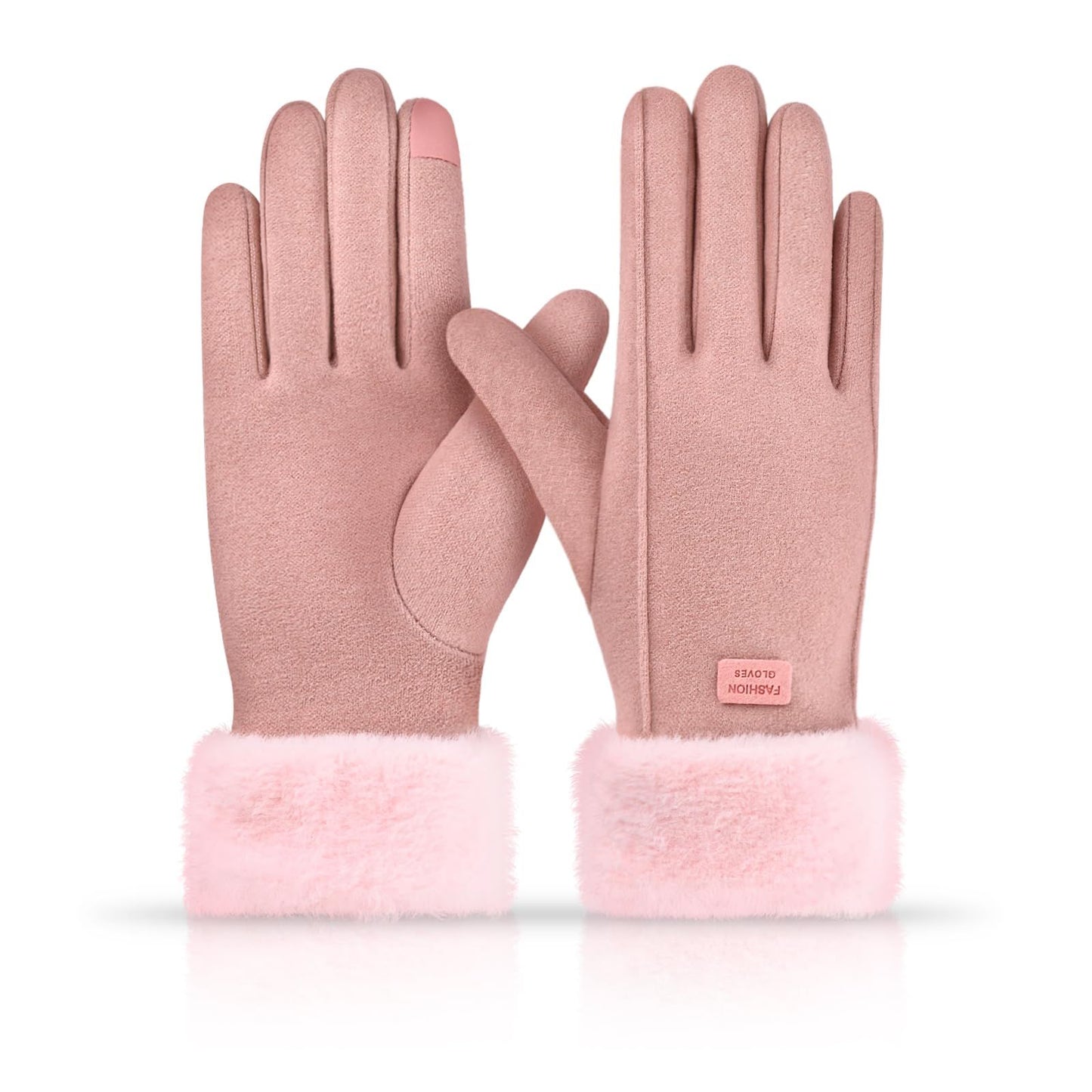 Gloves for Women Girl, Winter Touch Screen, Comfortable and Warm Double-Sided Velvet Lining Thickened Warm Glove,Pink