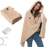 USB Power Supply Electric Heated Blanket Shawl Portable Wearable Heated Throw 3 Heat Levels Machine Washable Cozy 62x32 Inches,Apricot