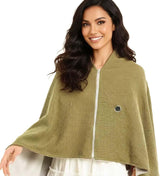 USB Power Supply Electric Heated Blanket Shawl Portable Wearable Heated Throw 3 Heat Levels Machine Washable Cozy 62x32 Inches,Green