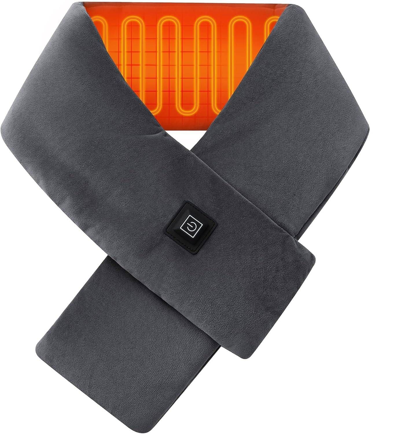 Heated Scarf for Women & Men, Rechargeable Neck Heating Wrap with 3 Heat Settings, Portable Electric Neck Warmer, Fast Heating for Office, Outdoor Winter Warm Gift,Grey