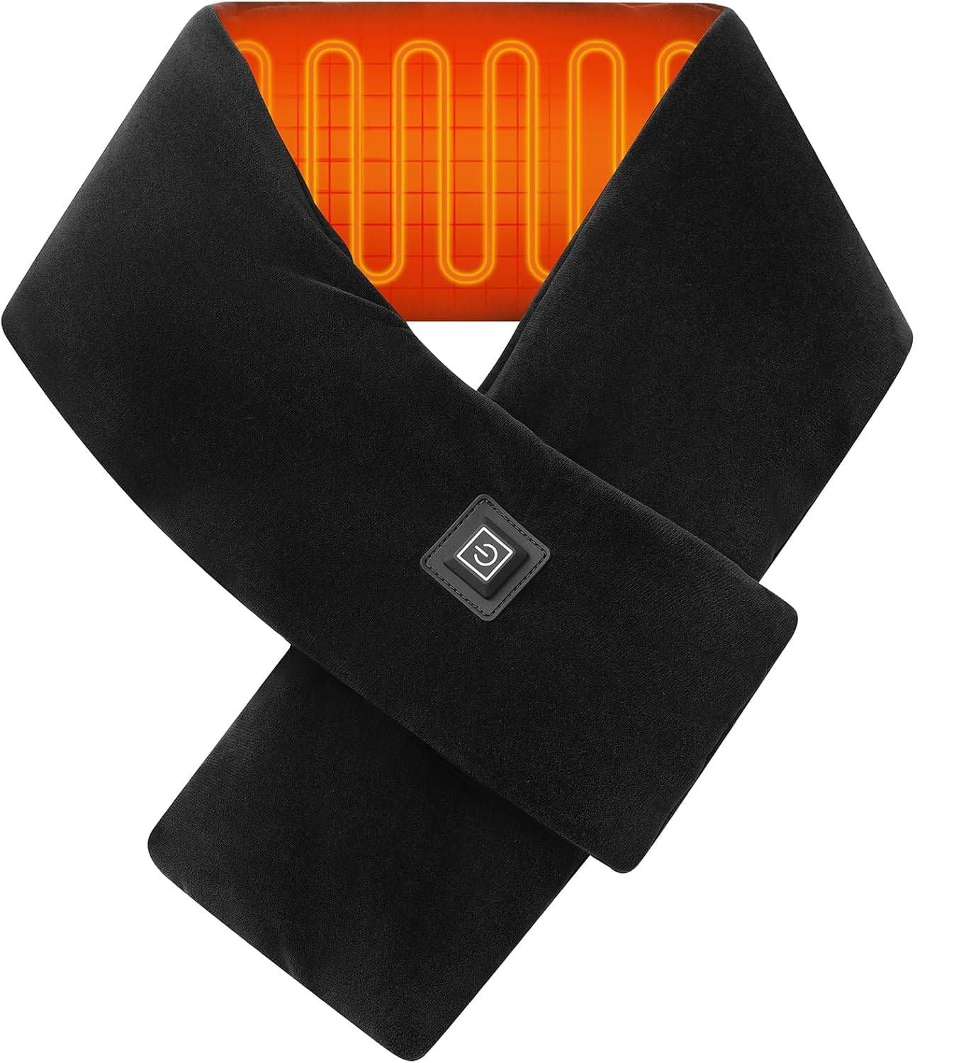 Heated Scarf for Women & Men, Rechargeable Neck Heating Wrap with 3 Heat Settings, Portable Electric Neck Warmer, Fast Heating for Office, Outdoor Winter Warm Gift,Black