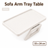 Bamboo Sofa Arm Tray Table, Clip-On Couch Armrest Table for Recliners and Armchairs, TV Dinner, Drink, Snack and Remote Holder, White Rectangular, 13 x 9.4 Inch