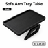 Bamboo Sofa Arm Tray Table, Clip-On Couch Armrest Table for Recliners and Armchairs, TV Dinner, Drink, Snack and Remote Holder, Black Rectangular, 13 x 9.4 Inch