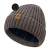 Unisex brown warm knitted winter hat, fleece lining, soft and warm, ski hat, narrow brim, suitable for cold weather.