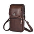 Coffee genuine Leather Men’s Crossbody Waist Bag, Multifunctional Belt Pouch, Portable Outdoor Phone & ID Card Holder, Casual Fanny Pack for Daily‑use