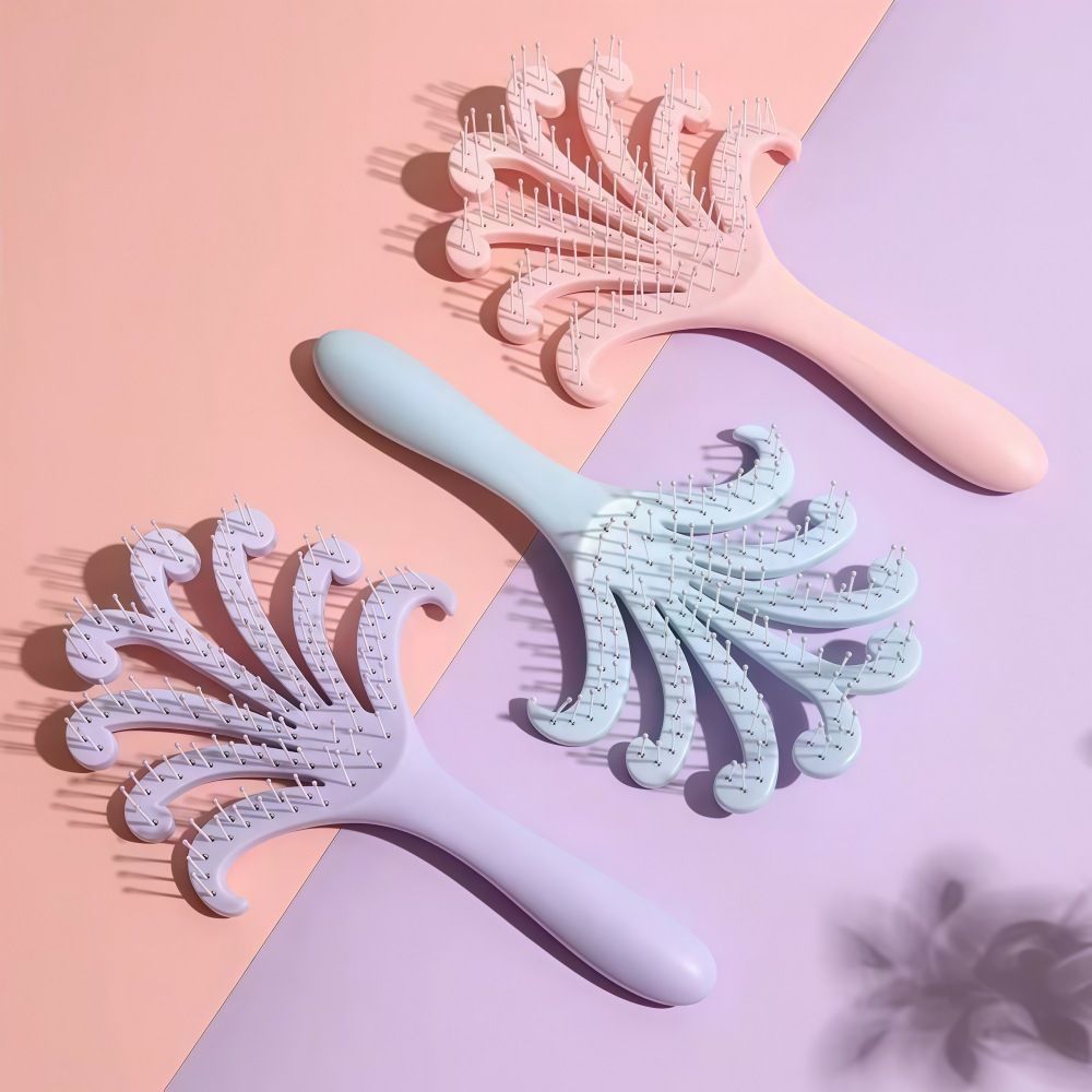 New light blue  Octopus Scalp Massage Comb, Gentle Fluffy Wide Tooth Hair Brush, Portable Wet Dry Use Detangling Hair Comb