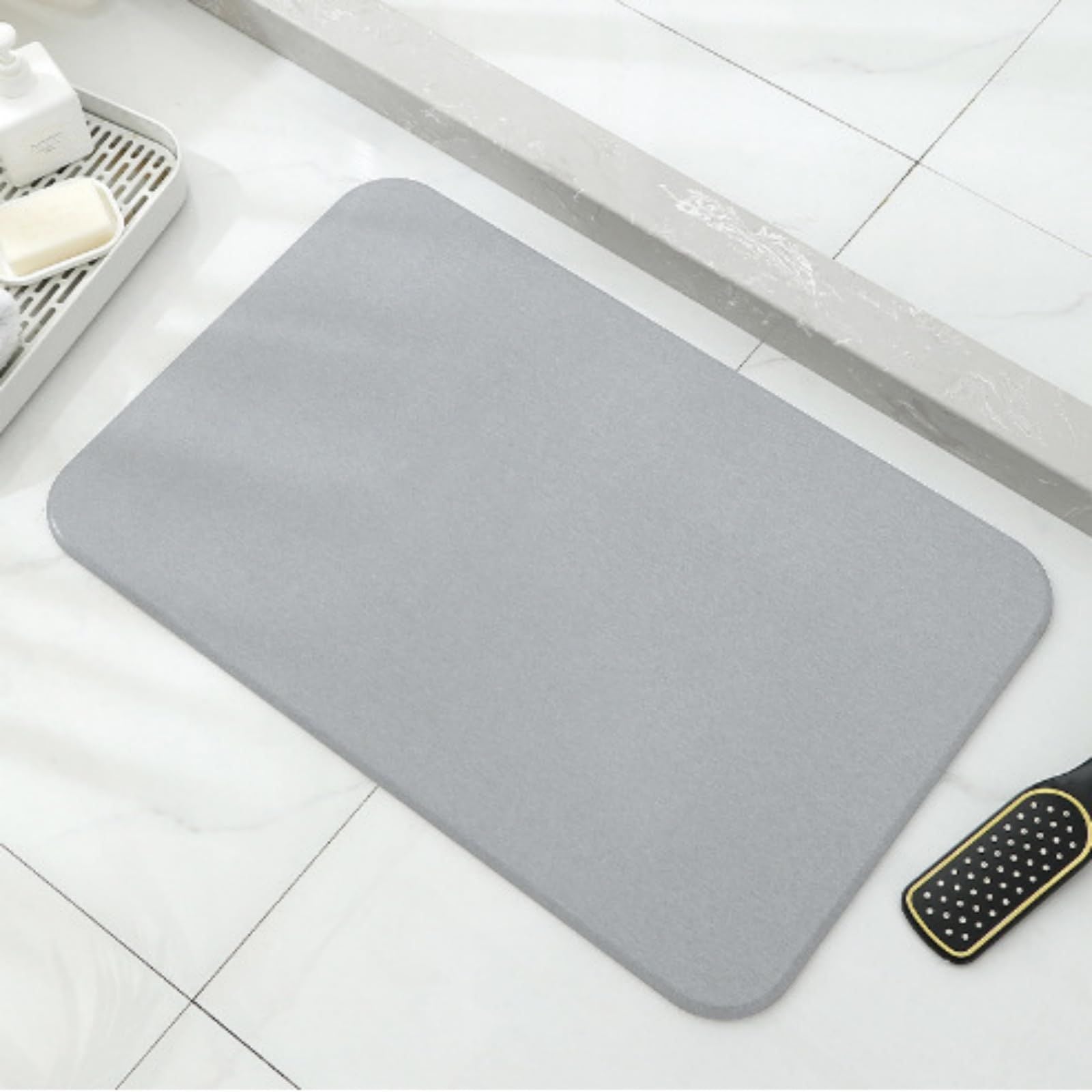 Light gray premium pure cotton bathroom mat, ultra-soft, absorbent, quick-drying bathroom rug, non-slip, washable bathroom mat(40cm*30cm)