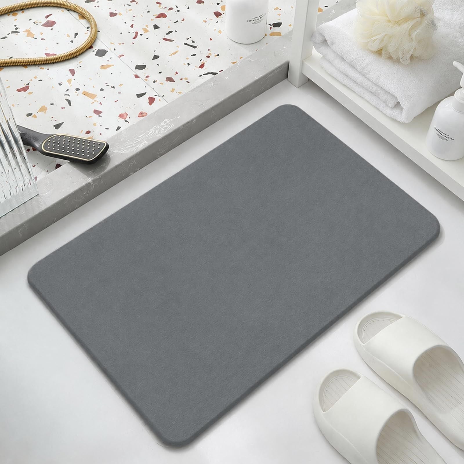 Dark gray premium pure cotton bathroom mat, ultra-soft, absorbent, quick-drying bathroom rug, non-slip, washable bathroom mat(40cm*30cm)