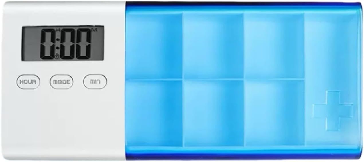 7-Day Smart Pill Organizer with Timer & Alarm – Intelligent Medication Reminder Box with Vibration, Beep Alerts, USB Rechargeable Portable Electronic Pill Case for Elderly & Travel(blue)