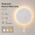 Magnetic Round Wall Lamp 20cm White, 10W Rechargeable LED Wall Sconce with Motion Sensor, 3-Color Light, Battery Powered Modern Disc Wall Light for Hallway Entryway Bedroom